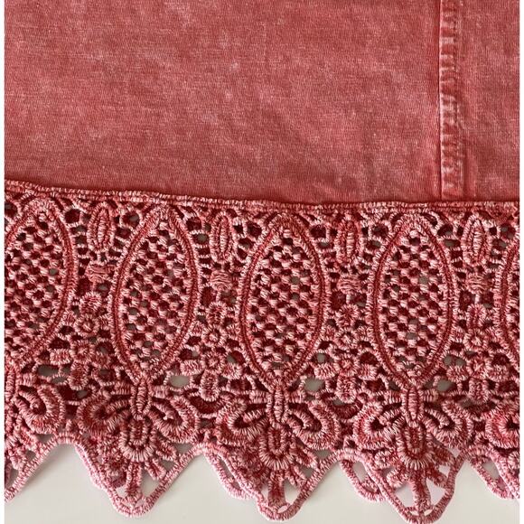 Coldwater Creek Watermelon Pink Swing Tunic Size Medium Washed Hues Lacy border - Picture 9 of 9